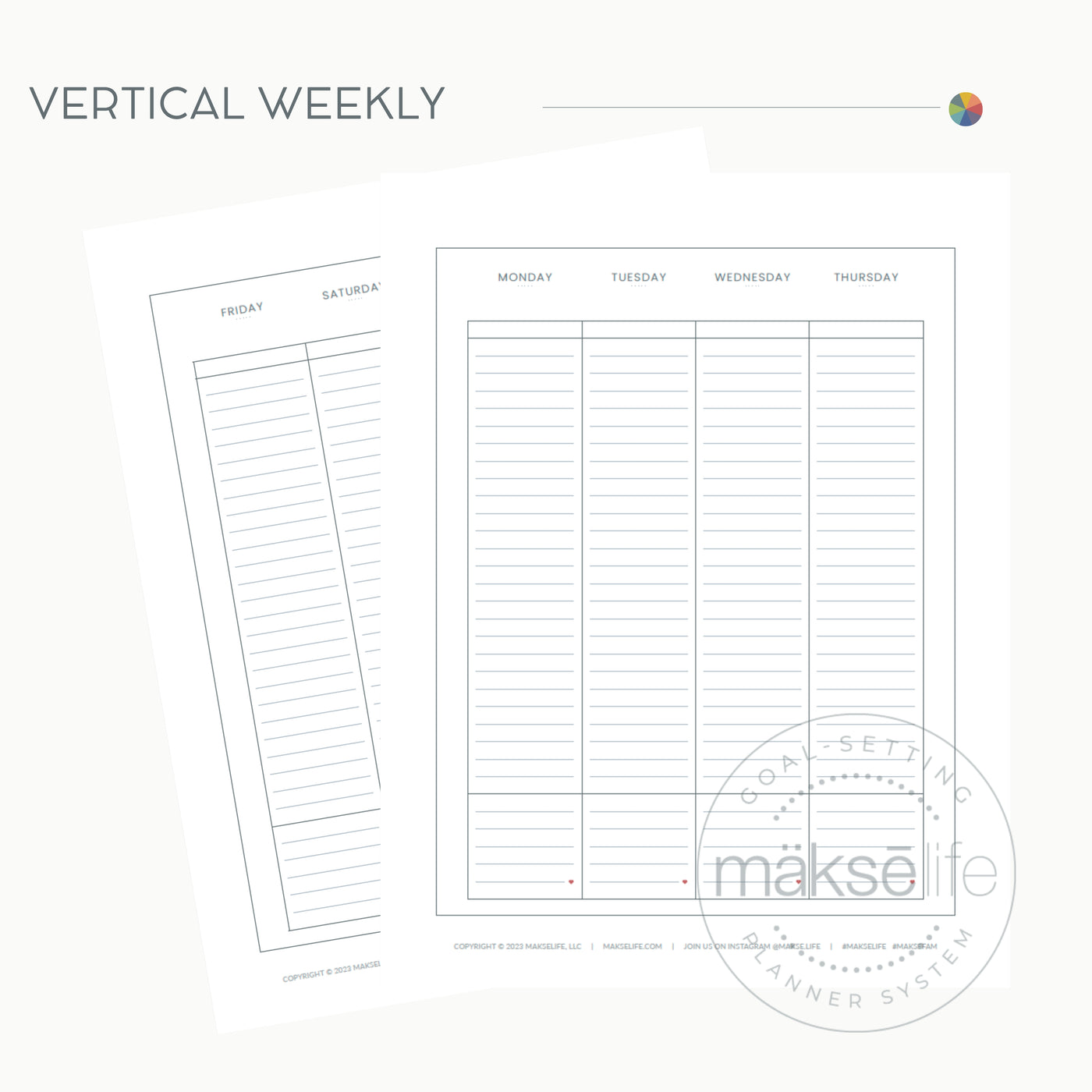 Vertical Weekly Spread | Free Printable