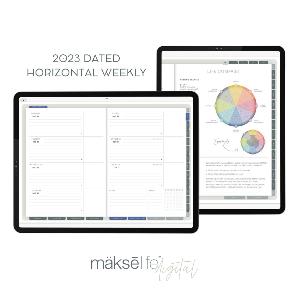 2023 Digital Goal-Setting + Weekly Planner (Horizontal) – MakseLife