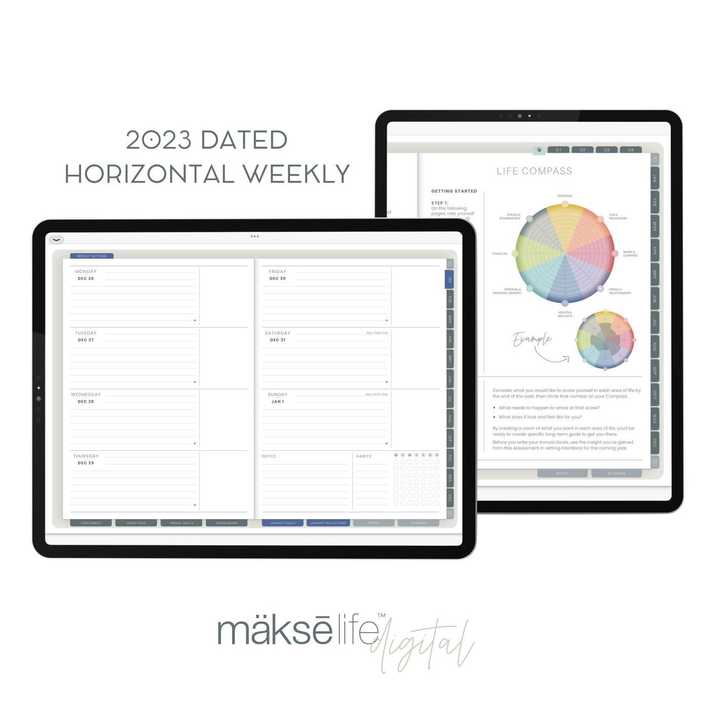2023 Digital Goal-Setting + Weekly Planner (Horizontal)