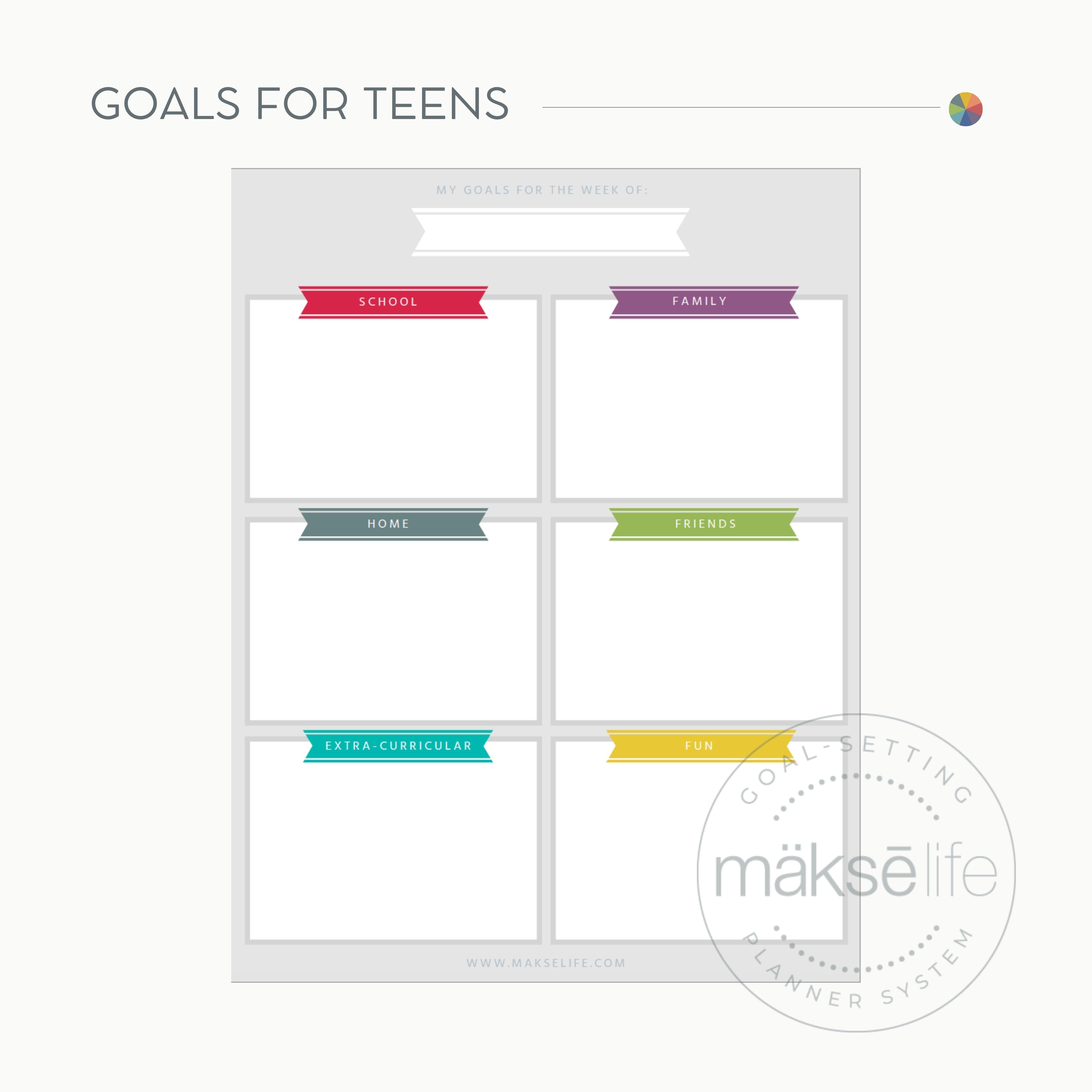 Goal Setting Worksheet For Youth